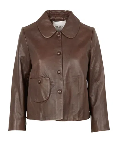 Bash Long-sleeved Leather Jacket In Brown