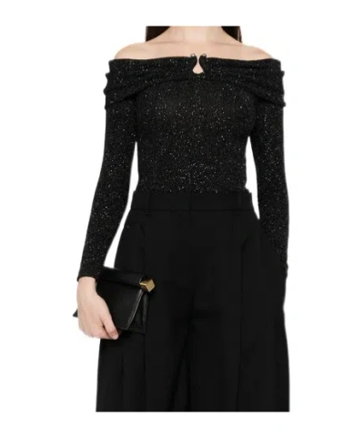 Bash Off-shoulder Long-sleeved Cover-up In Black