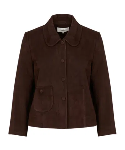 Bash Peter Pan Collar Leather Jacket In Black