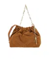 Bash Ruched Chain Strap Shoulder Bag In Brown