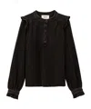 Bash Ruffled Long-sleeved Blouse In Black