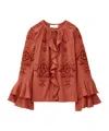 Bash Ruffled Shirt In Brown
