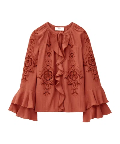 Bash Ruffled Shirt In Brown