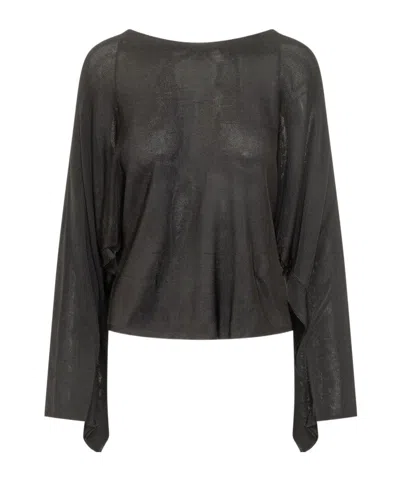 Bash Sara Draped Back Knitted Top In Black