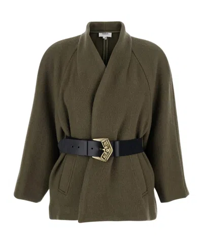 Bash Shawl Collar Coat In Green