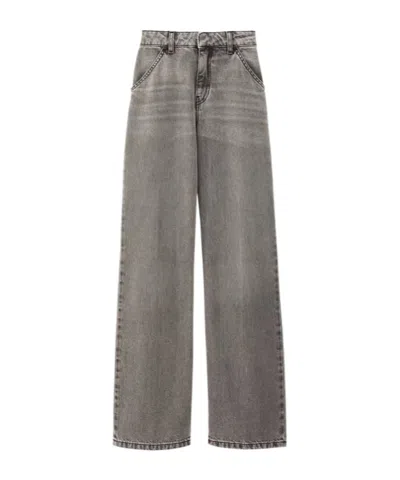 Bash Wide-leg Washed Jeans In Gray