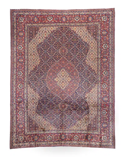 Bashian One Of A Kind Persian Sarouk Area Rug, 10'8 X 13'11 In Dark/blue