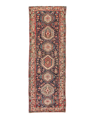 Bashian One Of A Kind Persian Semi Antique Karaja Runner Area Rug, 4' X 11' In Dark/blue