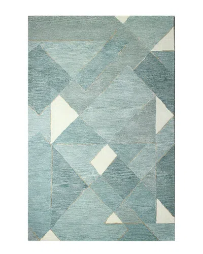 Bashian Rugs Bashian Ratna W/artsilk Contemporary Wool-blend Rug In Aqua