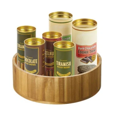 Basic 10-inch Round Acacia Wood Lazy Susan Organizer For Kitchen