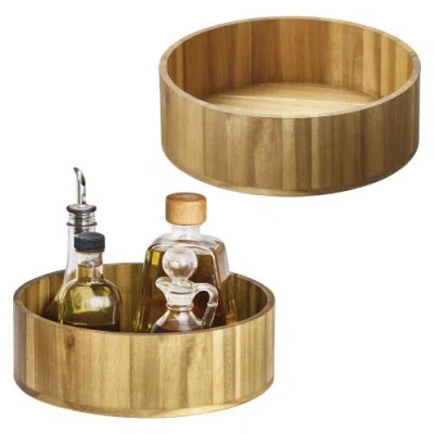 Basic 10-inch Round Acacia Wood Lazy Susan Organizer For Kitchen
