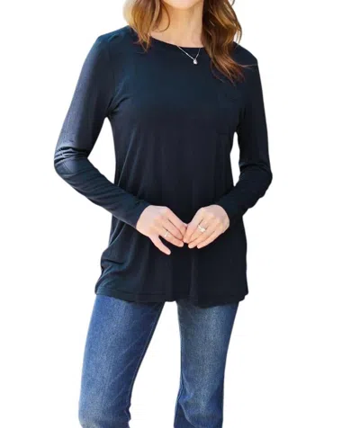 Basic Bae Luxe Long Sleeve Top With Pockets In Black