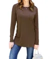 Basic Bae Luxe Long Sleeve Top With Pockets In Chocolate In Gold