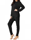 Basic Bae Ribbed High-low Slit Top And Pants Set In Black