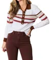 Basic Bae Sophisticated Striped Rib-knit Blouse In Beige In Beige