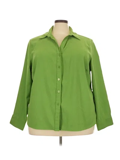 Pre-owned Basic Editions 3/4 Sleeve Blouse In Green