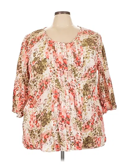 Pre-owned Basic Editions 3/4 Sleeve Blouse In Ivory