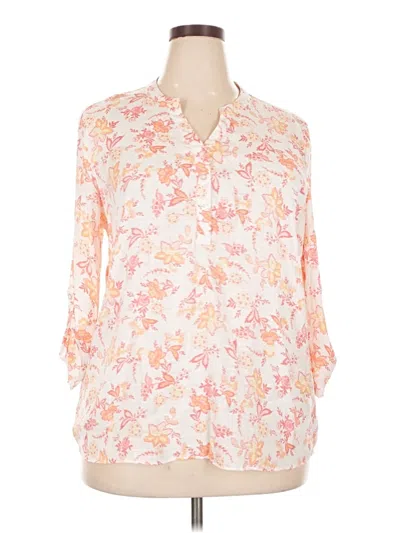 Pre-owned Basic Editions 3/4 Sleeve Blouse In Ivory