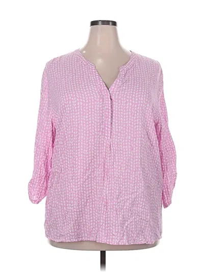 Pre-owned Basic Editions 3/4 Sleeve Blouse In Pink