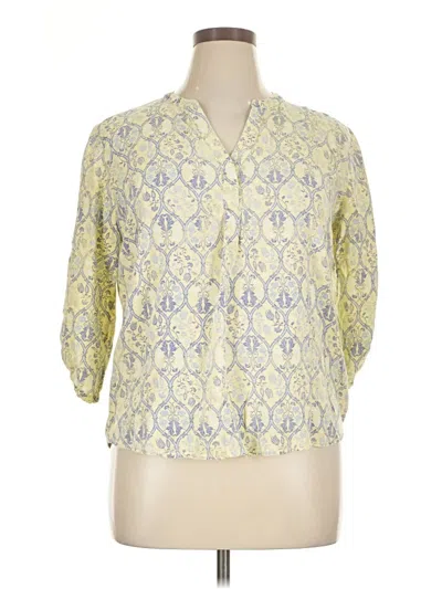 Pre-owned Basic Editions 3/4 Sleeve Blouse In Yellow