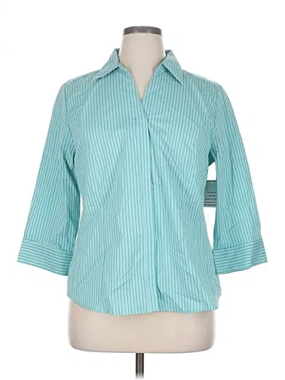 Pre-owned Basic Editions 3/4 Sleeve Button Down Shirt In Blue