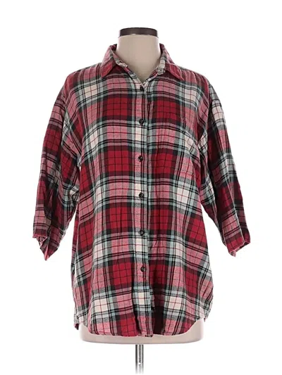 Pre-owned Basic Editions 3/4 Sleeve Button Down Shirt In Burgundy