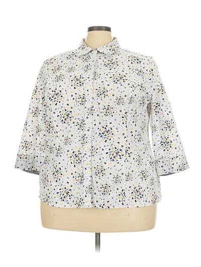 Pre-owned Basic Editions 3/4 Sleeve Button Down Shirt In White