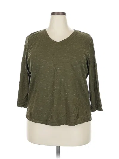 Pre-owned Basic Editions 3/4 Sleeve T-shirt In Green