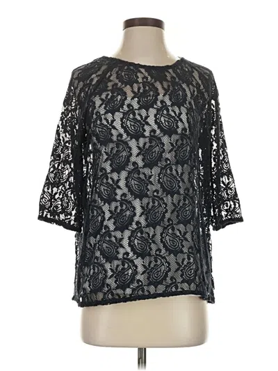 Pre-owned Basic Editions 3/4 Sleeve Top Black Boatneck Tops