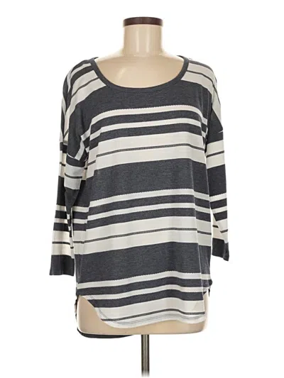 Pre-owned Basic Editions 3/4 Sleeve Top Gray Boatneck Tops