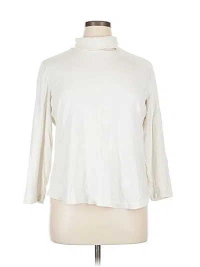 Pre-owned Basic Editions 3/4 Sleeve Top Ivory Turtleneck Tops In White