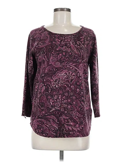 Pre-owned Basic Editions 3/4 Sleeve T-shirt In Purple