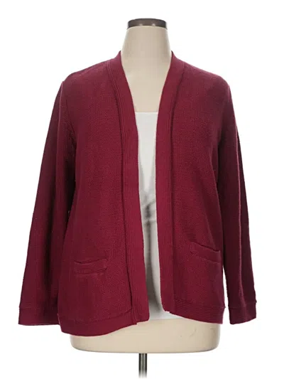 Pre-owned Basic Editions Cardigan Sweater In Burgundy