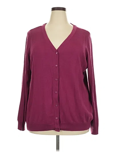 Pre-owned Basic Editions Cardigan Sweater In Burgundy