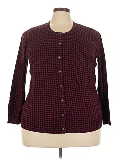 Pre-owned Basic Editions Cardigan Sweater In Burgundy