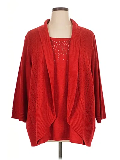 Pre-owned Basic Editions Cardigan Sweater In Red