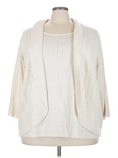 Pre-owned Basic Editions Cardigan Sweater In White