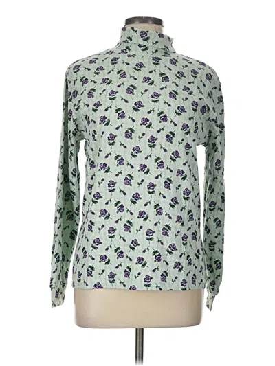 Pre-owned Basic Editions Long Sleeve Blouse In Green