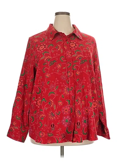 Pre-owned Basic Editions Long Sleeve Blouse In Red