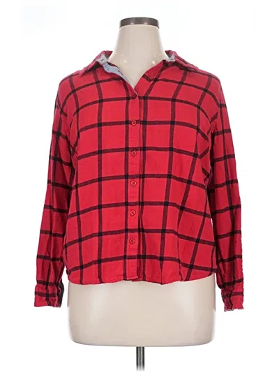 Pre-owned Basic Editions Long Sleeve Button Down Shirt In Red