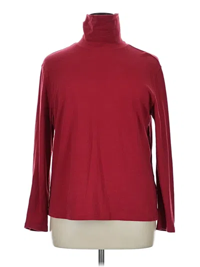 Pre-owned Basic Editions Long Sleeve Top Burgundy Turtleneck Tops