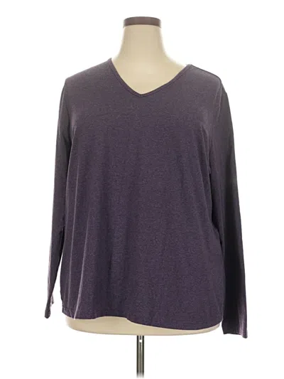 Pre-owned Basic Editions Long Sleeve Top Gray V-neck Tops