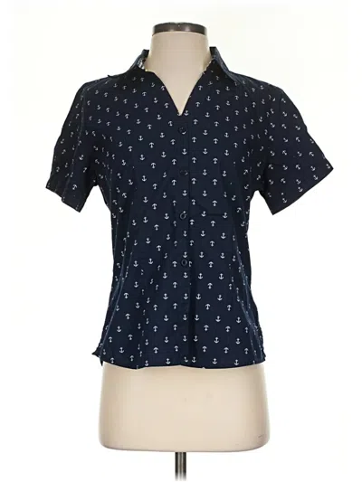 Pre-owned Basic Editions Short Sleeve Blouse In Blue
