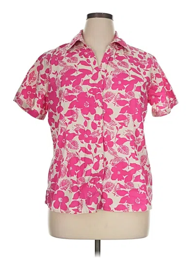 Pre-owned Basic Editions Short Sleeve Blouse In Pink