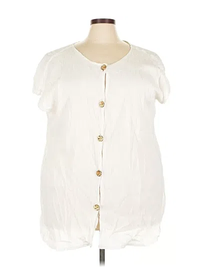 Pre-owned Basic Editions Short Sleeve Blouse In White