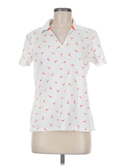 Pre-owned Basic Editions Short Sleeve Blouse In White