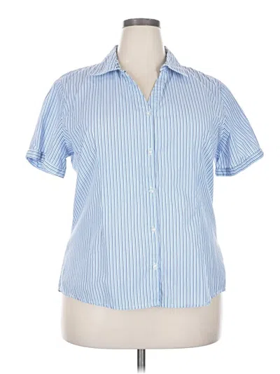 Pre-owned Basic Editions Short Sleeve Button Down Shirt In Blue