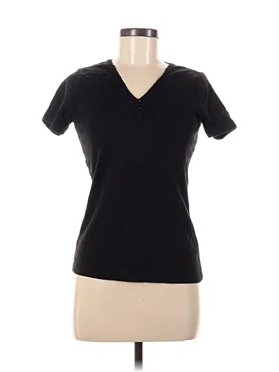 Pre-owned Basic Editions Short Sleeve Top Black V Neck Tops