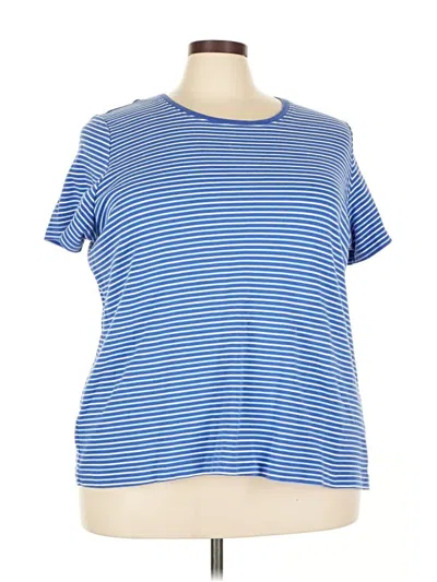 Pre-owned Basic Editions Short Sleeve Top Blue Crew Neck Tops