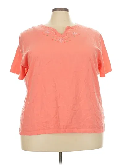 Pre-owned Basic Editions Short Sleeve Top Orange V Neck Tops